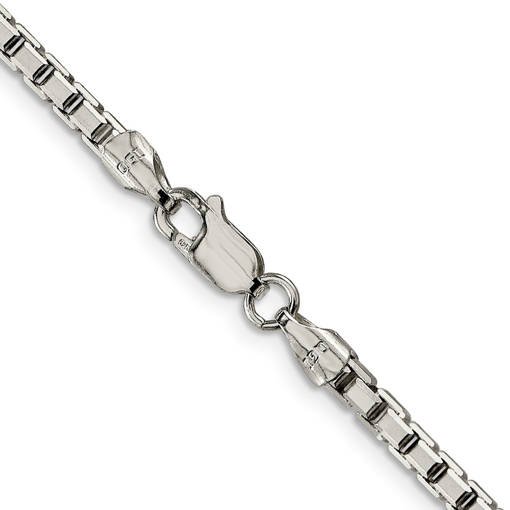 Sterling Silver 2.9mm 8 Sided Diamond-cut Box Chain (QBR057-26)