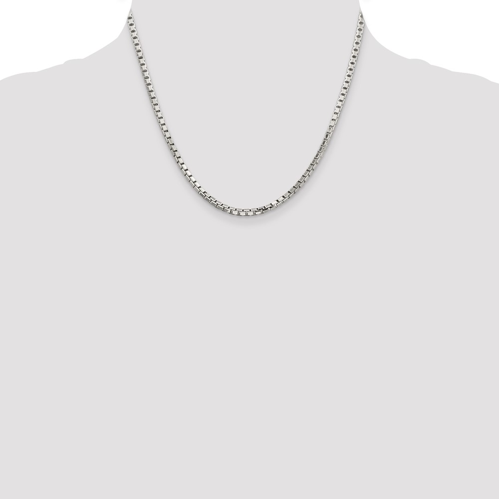 Sterling Silver 2.9mm 8 Sided Diamond-cut Box Chain (QBR057-18)