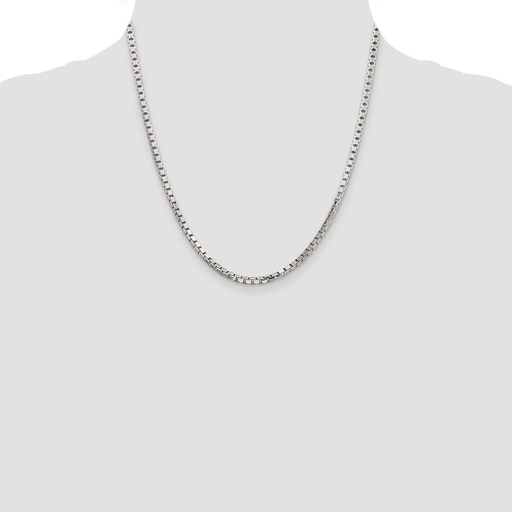 Sterling Silver 2.9mm 8 Sided Diamond-cut Box Chain (QBR057-24)
