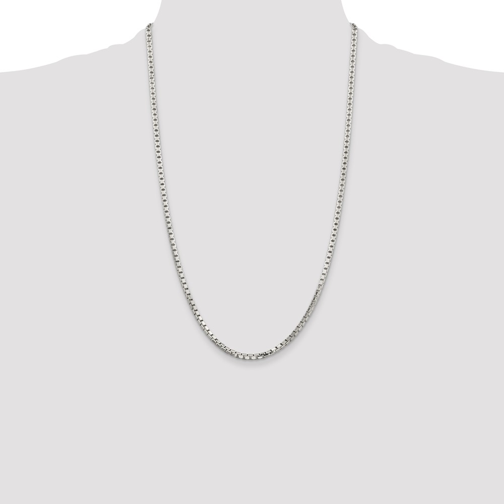 Sterling Silver 2.9mm 8 Sided Diamond-cut Box Chain (QBR057-26)