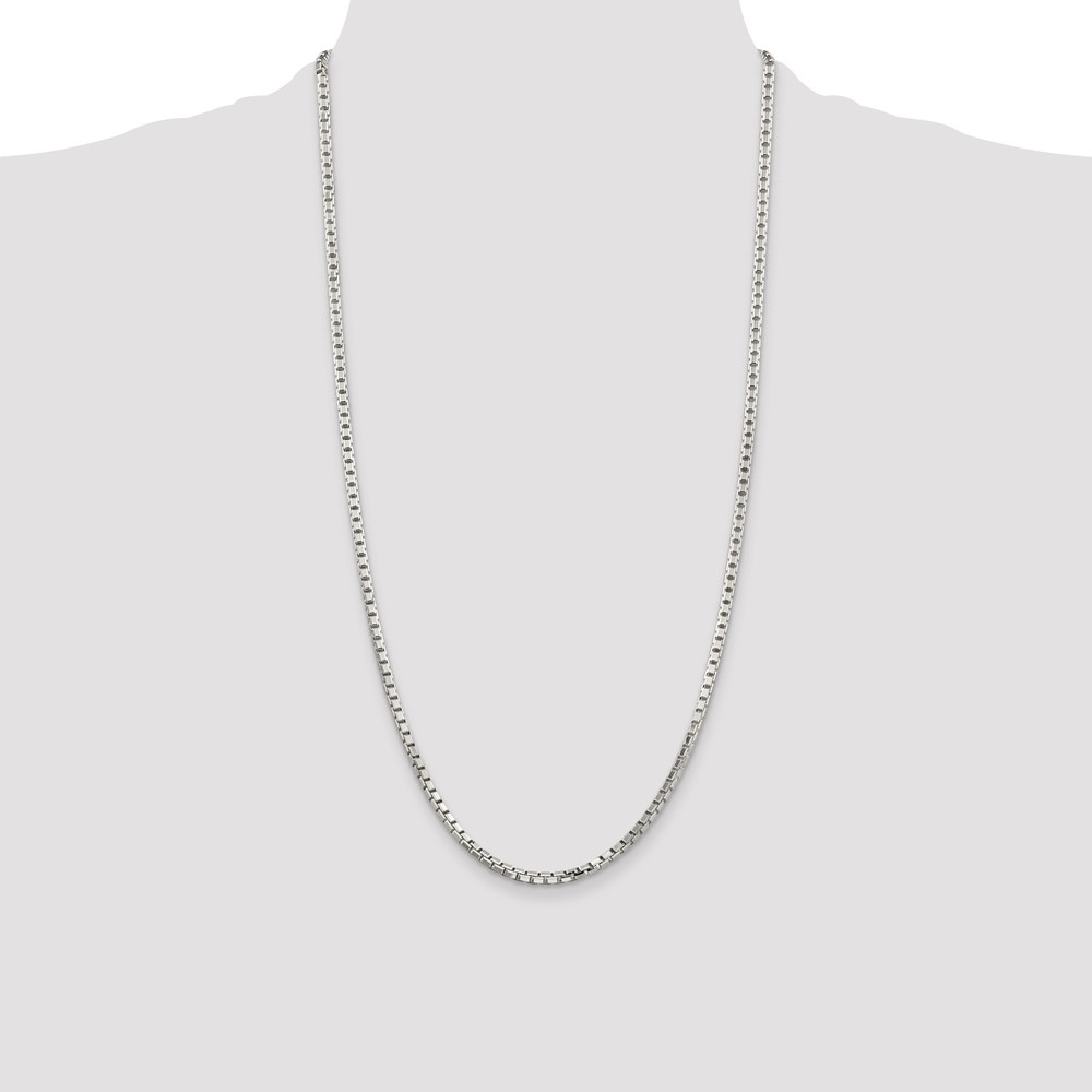 Sterling Silver 2.9mm 8 Sided Diamond-cut Box Chain (QBR057-28)