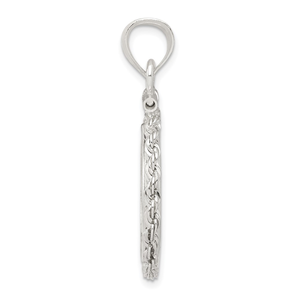 Wideband Distinguished Coin Jewelry Sterling Silver Polished Rope 19.1 x 1.5mm $0.01 Screw Top Coin Bezel Pendant (QBR1)