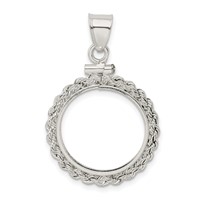 Wideband Distinguished Coin Jewelry Sterling Silver Polished Rope 19.1 X 1.5mm $0.01 Screw Top Coin Bezel Pendant view 3