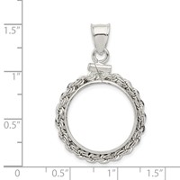 Wideband Distinguished Coin Jewelry Sterling Silver Polished Rope 19.1 X 1.5mm $0.01 Screw Top Coin Bezel Pendant view 4