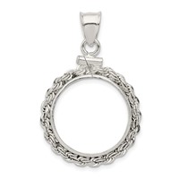 Wideband Distinguished Coin Jewelry Sterling Silver Polished Rope 19.1 X 1.5mm $0.01 Screw Top Coin Bezel Pendant view 1