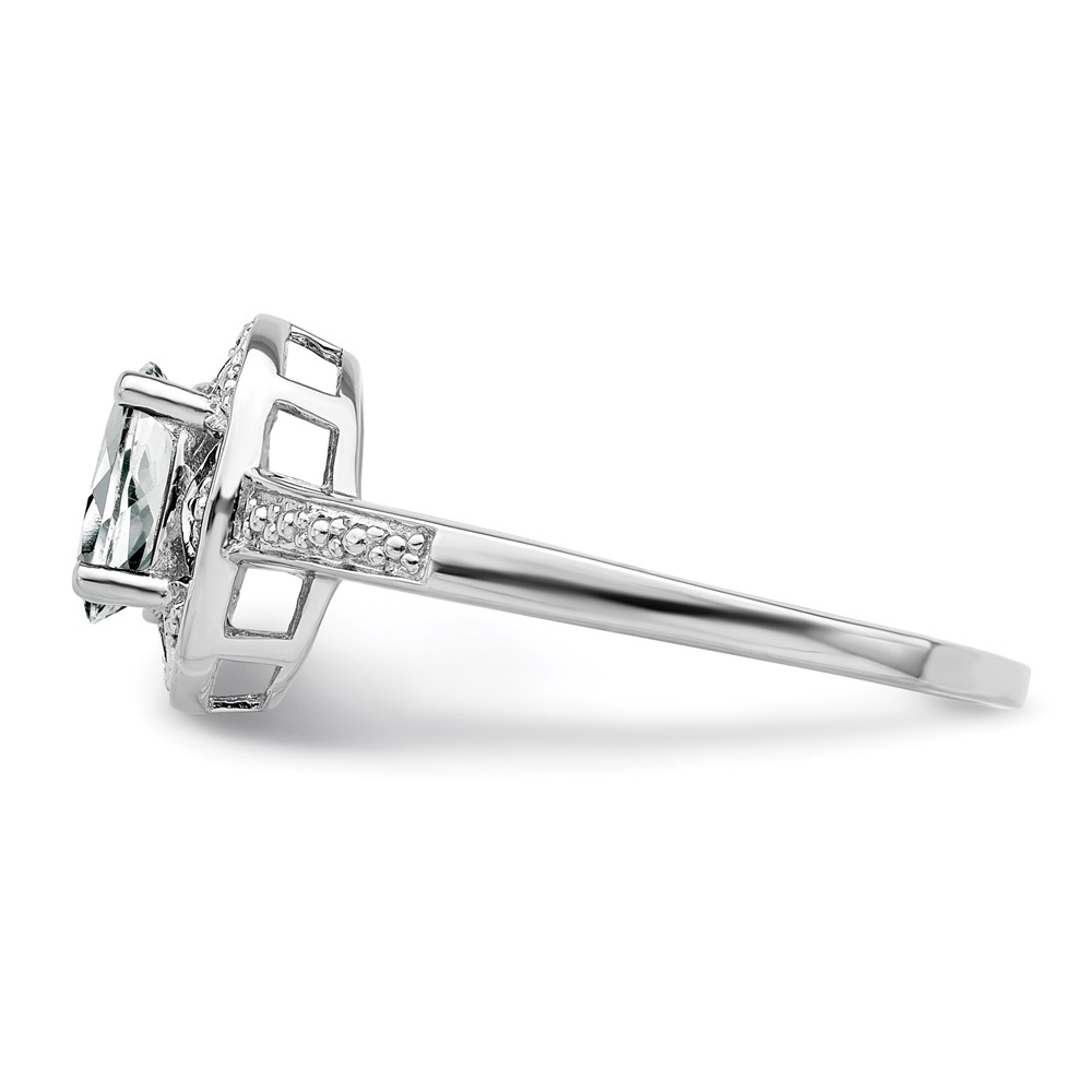 Sterling Silver Rhodium-plated Diam. & White Topaz Ring (QBR10APR-7)