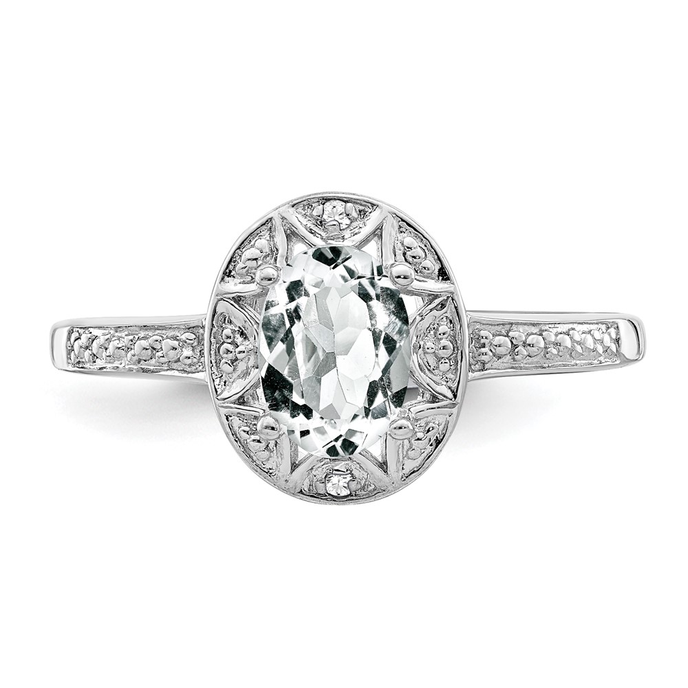 Sterling Silver Rhodium-plated Diam. & White Topaz Ring (QBR10APR-7)