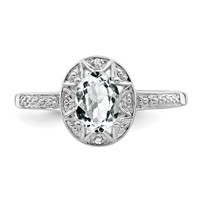 Sterling Silver Rhodium-plated Diam. & White Topaz Ring view 4