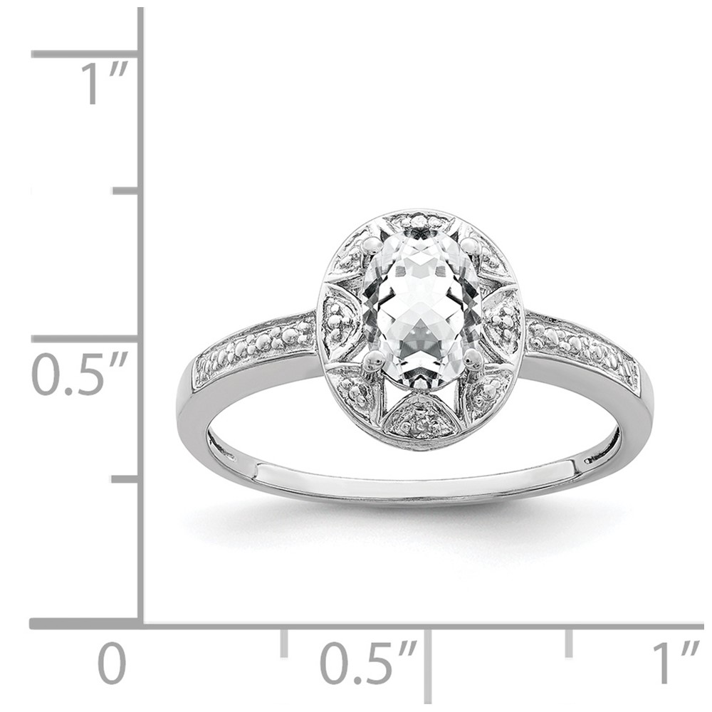 Sterling Silver Rhodium-plated Diam. & White Topaz Ring (QBR10APR-7)