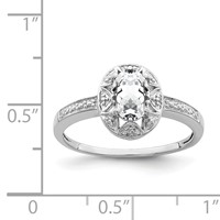 Sterling Silver Rhodium-plated Diam. & White Topaz Ring view 2