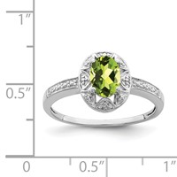 Sterling Silver Rhodium-plated Diam. & Peridot Ring view 2
