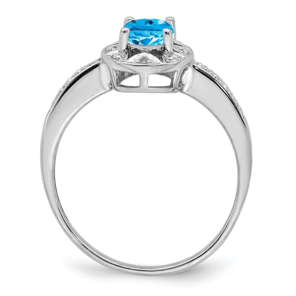 Sterling Silver Rhodium-plated Diam. & Blue Topaz Ring (QBR10DEC-7)