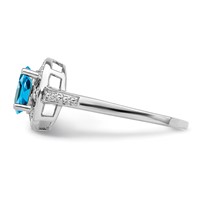 Sterling Silver Rhodium-plated Diam. & Blue Topaz Ring view 4