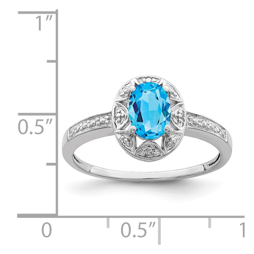 Sterling Silver Rhodium-plated Diam. & Blue Topaz Ring (QBR10DEC-7)
