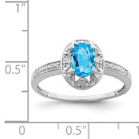 Sterling Silver Rhodium-plated Diam. & Blue Topaz Ring view 3