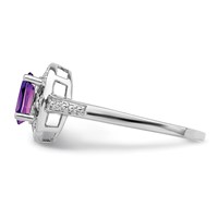 Sterling Silver Rhodium-plated Diam. & Amethyst Ring view 3