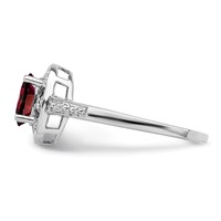 Sterling Silver Rhodium-plated Diam. & Garnet Ring view 3