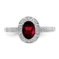 Sterling Silver Rhodium-plated Diam. & Garnet Ring view 4