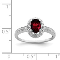 Sterling Silver Rhodium-plated Diam. & Garnet Ring view 2