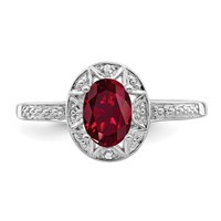 Sterling Silver Rhodium-plated Diam. & Created Ruby Ring view 4