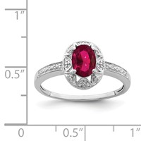 Sterling Silver Rhodium-plated Diam. & Created Ruby Ring view 2