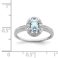 Sterling Silver Rhodium-plated Diam. & Aquamarine Ring view 2