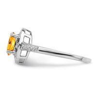 Sterling Silver Rhodium-plated Diam. & Citrine Ring view 3