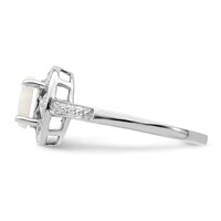 Sterling Silver Rhodium-plated Diam. & Created Opal Ring view 3