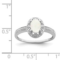 Sterling Silver Rhodium-plated Diam. & Created Opal Ring view 4
