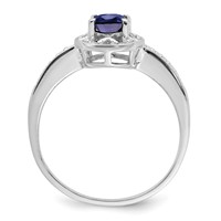 Sterling Silver Rhodium-plated Diam. & Created Sapphire Ring view 2