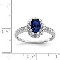 Sterling Silver Rhodium-plated Diam. & Created Sapphire Ring view 4