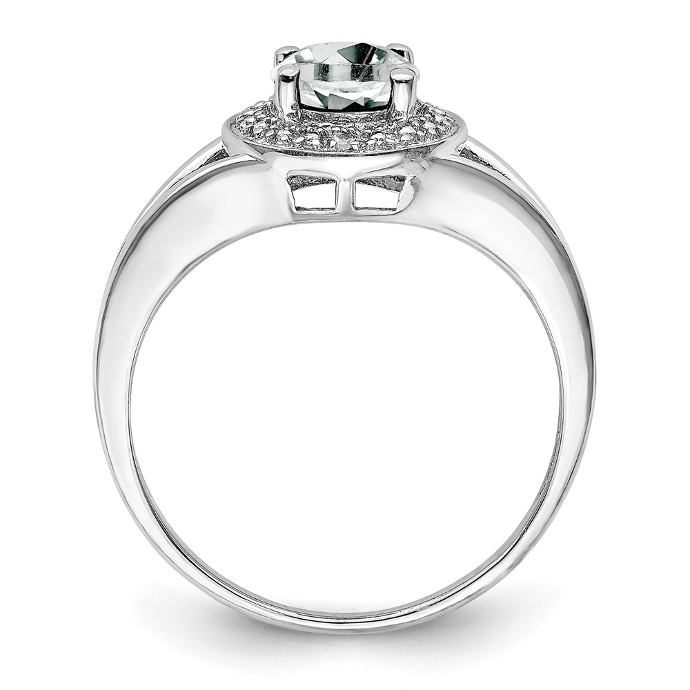 Sterling Silver Rhodium-plated Diam. & White Topaz Ring (QBR11APR-5)