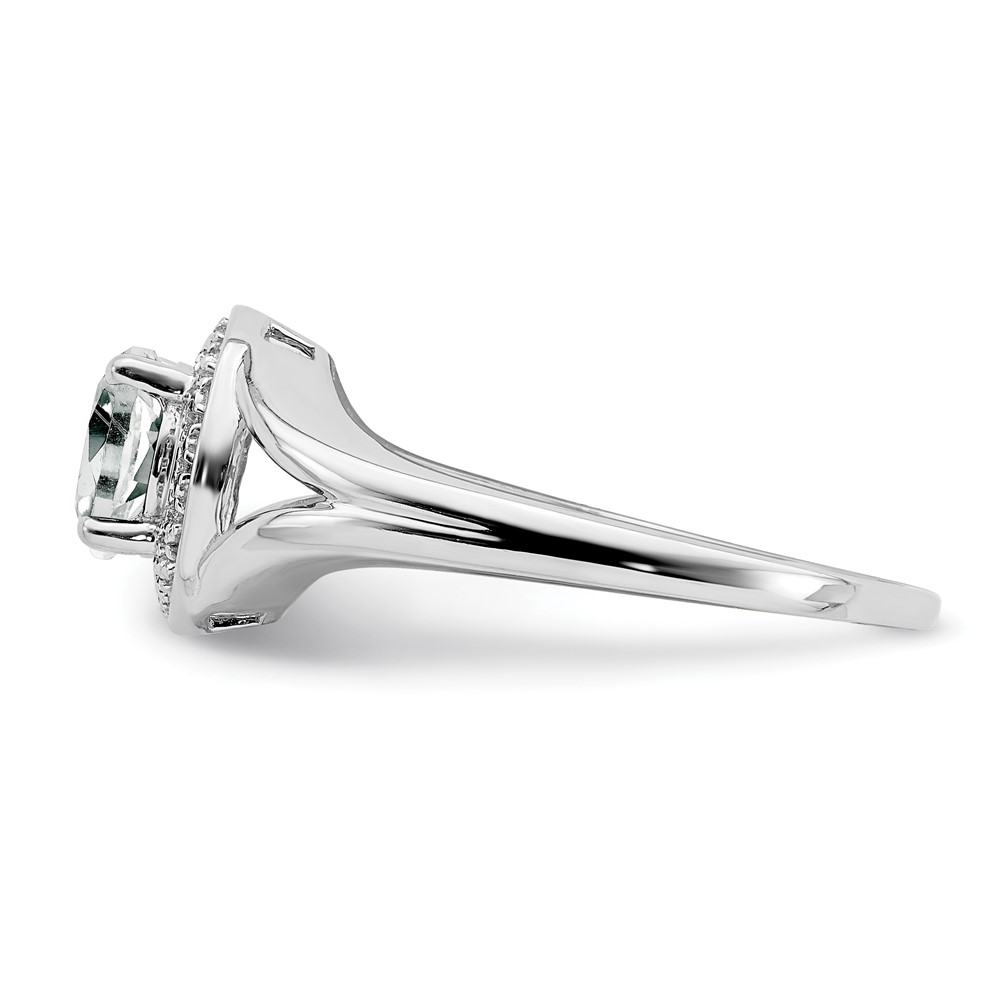 Sterling Silver Rhodium-plated Diam. & White Topaz Ring (QBR11APR-5)