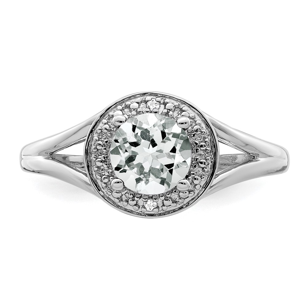 Sterling Silver Rhodium-plated Diam. & White Topaz Ring (QBR11APR-5)