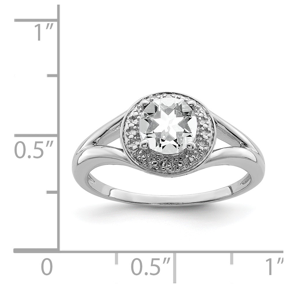 Sterling Silver Rhodium-plated Diam. & White Topaz Ring (QBR11APR-5)