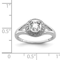 Sterling Silver Rhodium-plated Diam. & White Topaz Ring view 5