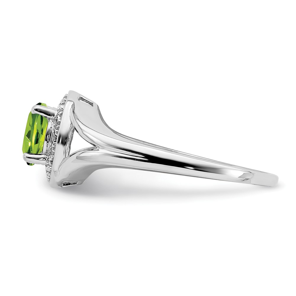 Sterling Silver Rhodium-plated Diam. & Peridot Ring (QBR11AUG-9)