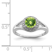 Sterling Silver Rhodium-plated Diam. & Peridot Ring view 5