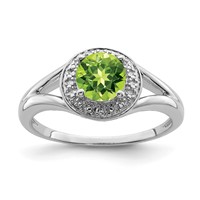 Sterling Silver Rhodium-plated Diam. & Peridot Ring view 1
