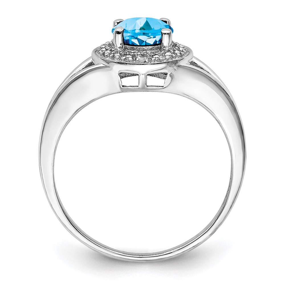 Sterling Silver Rhodium-plated Diam. & Blue Topaz Ring (QBR11DEC-7)