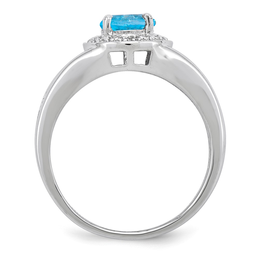 Sterling Silver Rhodium-plated Diam. & Blue Topaz Ring (QBR11DEC-7)