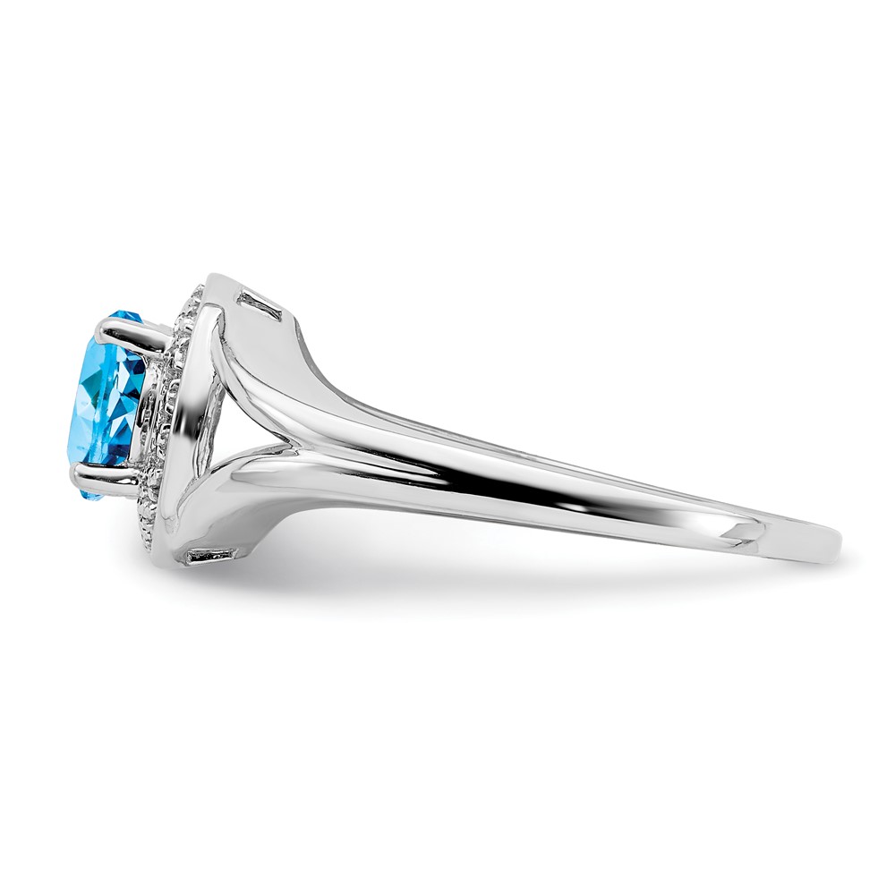 Sterling Silver Rhodium-plated Diam. & Blue Topaz Ring (QBR11DEC-7)