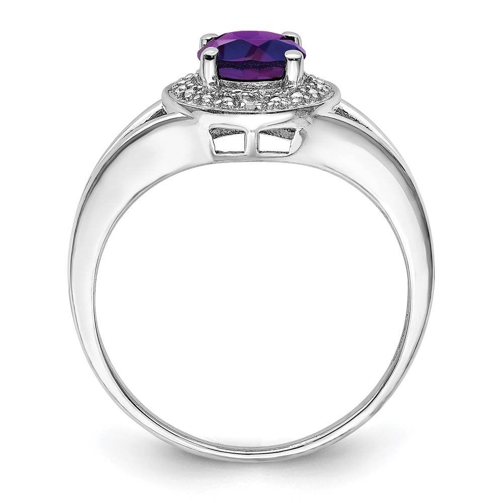 Sterling Silver Rhodium-plated Diam. & Amethyst Ring (QBR11FEB-7)