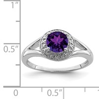 Sterling Silver Rhodium-plated Diam. & Amethyst Ring view 5