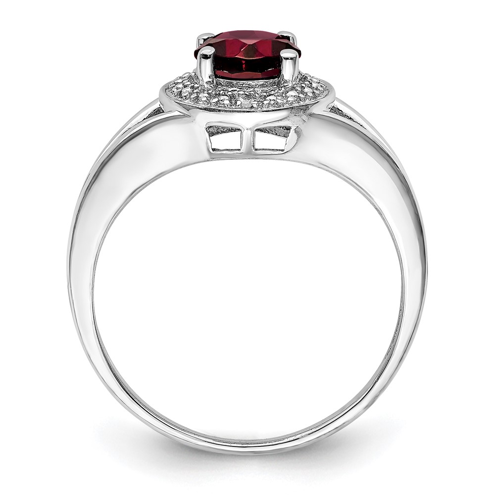 Sterling Silver Rhodium-plated Diam. & Garnet Ring (QBR11JAN-10)