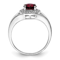 Sterling Silver Rhodium-plated Diam. & Garnet Ring view 2