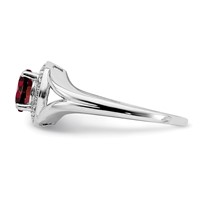 Sterling Silver Rhodium-plated Diam. & Garnet Ring view 3