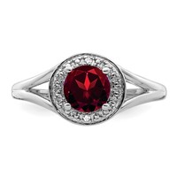Sterling Silver Rhodium-plated Diam. & Garnet Ring view 4