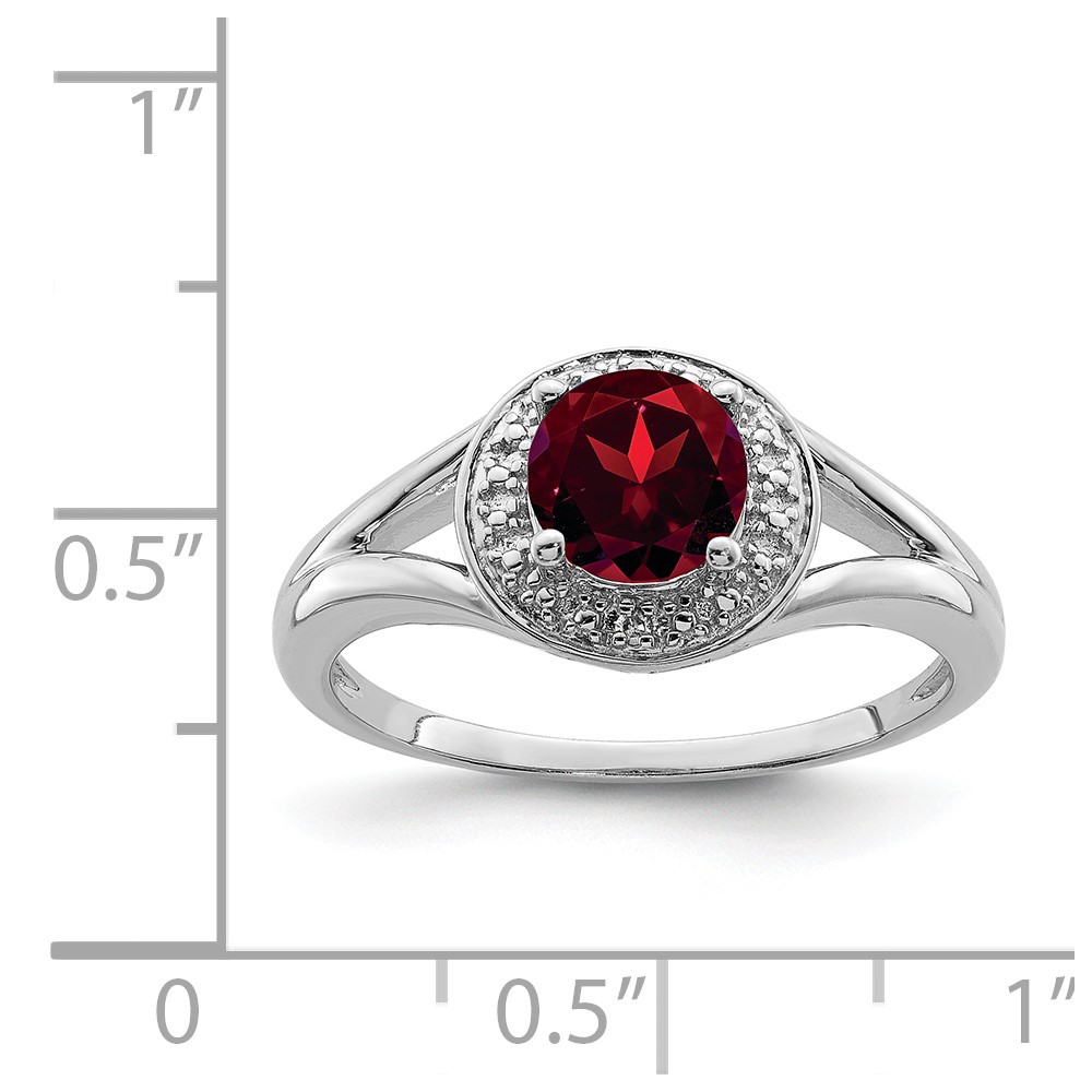 Sterling Silver Rhodium-plated Diam. & Garnet Ring (QBR11JAN-10)