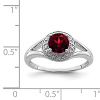 Sterling Silver Rhodium-plated Diam. & Garnet Ring view 5